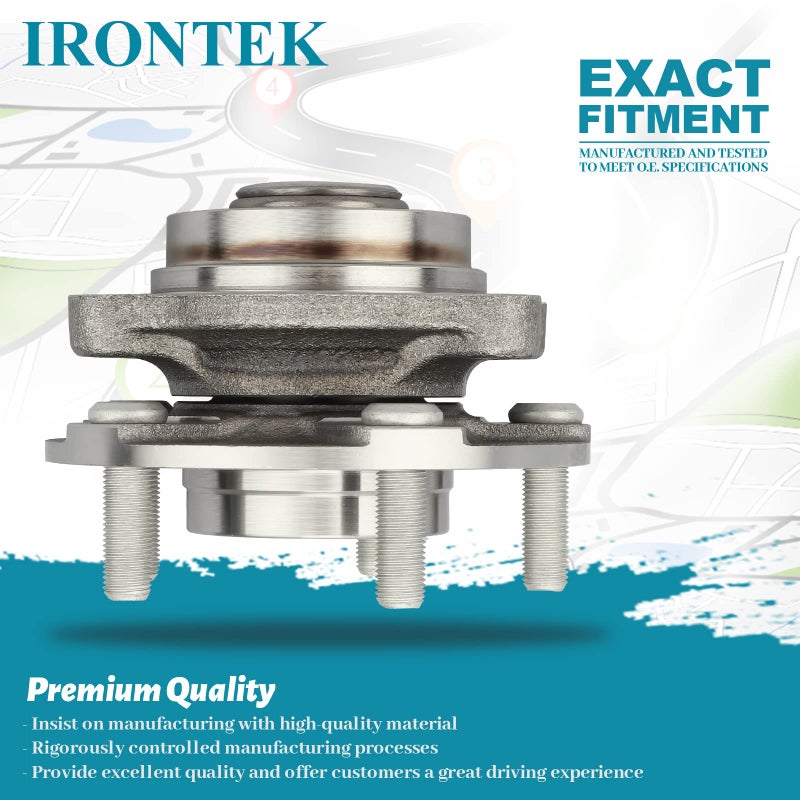IRONTEK Front Wheel Bearing and Hub Assembly Fit 2003-2007 for Infiniti G35 RWD, 2003-2009 for Nissan 350Z 513268x2 5 Lugs w/ABS 2 PCS - Image 4